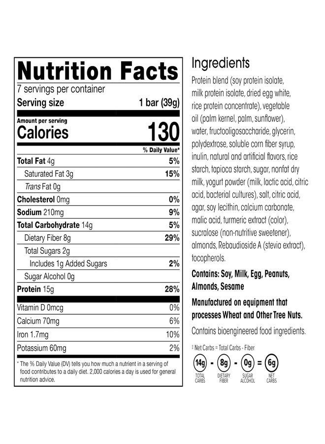 Wonderslim High Fiber Protein Bars, Fluffy Lemon Crisp | 15g Protein, 8g Fiber | Low Sugar, Low Carb | Healthy Indulgence | Satisfying, Supports Energy & On-the-Go Convenience, 7 Pack - Image 5